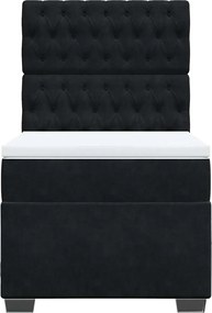 vidaXL Κρεβάτι Boxspring με Στρώμα Μαύρο 80 x 200 εκ. Βελούδινο