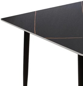 Τραπέζι Gustas μαύρο μαρμάρου sintered stone-πόδι μαύρο μέταλλο 140x80x75εκ 140x80x75 εκ.