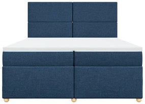 Κρεβάτι Boxspring με Στρώμα Μπλε 200x200 εκ. Υφασμάτινο - Μπλε