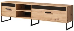 Τραπέζι Tv Ogden P125, Μαύρο, Artisan βελανιδιά, 180x51x40cm, 35 kg | Epipla1.gr