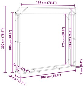 VIDAXL ΡΑΦΙ ΓΙΑ ΚΑΥΣΟΞΥΛΑ ΜΕ ΚΑΛΥΜΜΑ ΒΡΟΧΗΣ 200X40X200 ΕΚ. 4104956