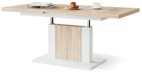 Πολυμορφικό τραπέζι σαλονιού Glendale 103, Sonoma οξιά, Άσπρο, 60x70x120cm, 55 kg, Πλαστικοποιημένη μοριοσανίδα, Γωνιακό | Epipla1.gr