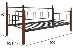 Καναπές Κρεβάτι Reven Στρώμα 90x190 εκ Μέταλλο Και Ξύλο