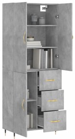 vidaXL Ντουλάπι Γκρι Σκυροδέματος 69,5x34x180 εκ. Επεξεργασμένο Ξύλο