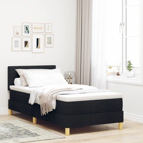 vidaXL Κρεβάτι με Σκελετό με Μαξιλάρι Μαύρο 90x200 cm Ύφασμα