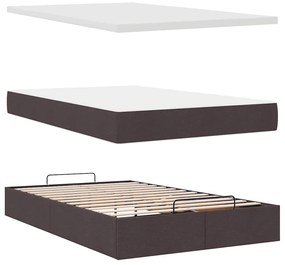 Οθωμανικό κρεβάτι με στρώμα &amp; LEDs Σκούρο καφέ 120x190cm ύφασμα 3312460