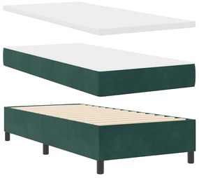 vidaXL Κρεβάτι με ελατήρια Σκούρο πράσινο 90 x 200 cm Βελούδο