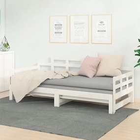 820353 vidaXL Καναπές Κρεβάτι Συρόμενος Λευκός 2x(90x190) εκ. από Μασίφ Πεύκο Λευκό, 1 Τεμάχιο