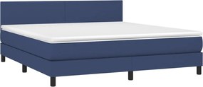 vidaXL Κρεβάτι Boxspring με Στρώμα &amp; LED Μπλε 160x200 εκ. Υφασμάτινο