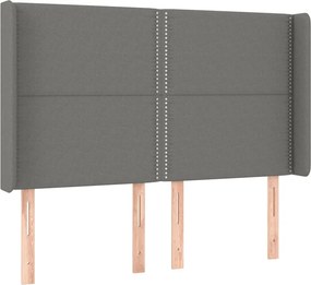 vidaXL Κρεβάτι Boxspring με Στρώμα &amp; LED Σκ.Γκρι 140x200 εκ Υφασμάτινο