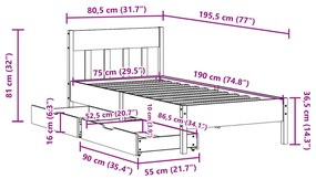 ΣΚΕΛΕΤΟΣ ΚΡΕΒ. ΧΩΡΙΣ ΣΤΡΩΜΑ ΚΑΦΕ ΚΕΡΙΟΥ 75X190 ΕΚ ΜΑΣΙΦ ΠΕΥΚΟ 3301892