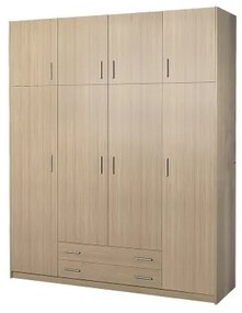 Intrahome Ντουλάπα τετράφυλλη με πατάρι σε δρυς χρώμα 200x55x240 Intrahomesa-00652464