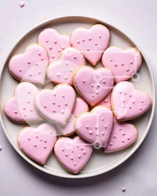 Σετ των 2 Intra Συλλεκτικό Ξύλινο Παζλ Plywood  4mm - Μπισκότα σε σχήμα καρδιάς σε ένα άσπρο πιάτο Σε Ξύλινο Κουτί - Διαστάσεις: 10x10 cm – 25 κομμάτια