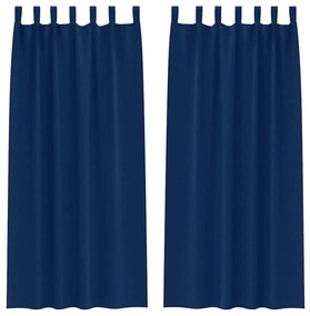 vidaXL Κουρτίνες με κουρτίνες 2 pcs Σκούρο Μπλε 245x140εκ. Πολυεστέρας