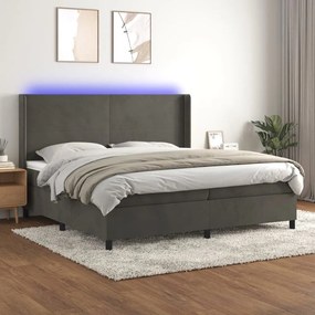 ΚΡΕΒΑΤΙ BOXSPRING ΜΕ ΣΤΡΩΜΑ &amp; LED ΣΚ. ΓΚΡΙ 200X200ΕΚ. ΒΕΛΟΥΔΙΝΟ 3139464