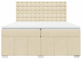 vidaXL Κρεβάτι Boxspring με Στρώμα Κρεμ 200x200 εκ. Υφασμάτινο