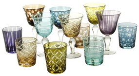 Soft Drink Glass POLS POTTEN σετ 6 τεμαχίων διαφόρων χρωμάτων, σκαλιστό 140-230-083-083