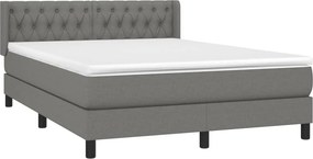 vidaXL Κρεβάτι Boxspring με Στρώμα Σκούρο Γκρι 140x200 εκ Υφασμάτινο