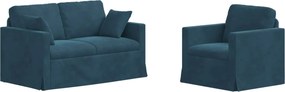 vidaXL Σετ Καναπέ 2 pcs Μπλε 138 x 78 x 80 εκ Βελούδο