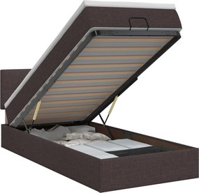 vidaXL Κρεβάτι Ottoman με στρώμα Σκούρο Καφέ 100 x 200 cm Ύφασμα