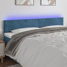 Κεφαλάρι Κρεβατιού LED Σκούρο Μπλε 200x5x78/88 εκ. Βελούδινο 3121402