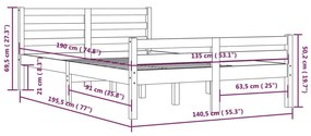 ΠΛΑΙΣΙΟ ΚΡΕΒΑΤΙΟΥ 135 X 190 ΕΚ. ΑΠΟ ΜΑΣΙΦ ΞΥΛΟ 4FT6 DOUBLE 814794