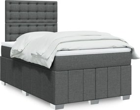 vidaXL Κρεβάτι Boxspring με Στρώμα Σκούρο Γκρι 120x200 εκ. Υφασμάτινο