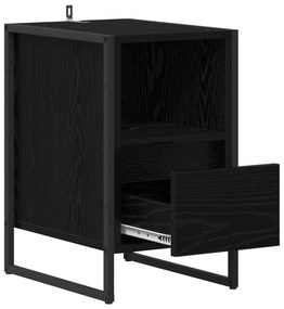vidaXL Κομοδίνο Μαύρη Οξυά 39,5 x 30 x 50 εκ Επεξεργασμένο ξύλο