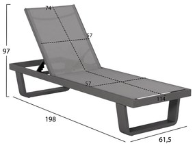 ΞΑΠΛΩΣΤΡΑ ΑΛΟΥΜΙΝΙΟΥ ΜΕ ΥΦΑΣΜΑ TESLIN RICKON  ΣΕ ΓΚΡΙ 198x61,5x97Υεκ.