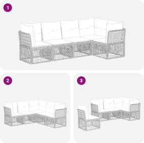 vidaXL Σετ Καναπέ Κήπου 5 pcs Μπεζ συνθετικό ρατάν