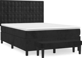 vidaXL Κρεβάτι Boxspring με Στρώμα Μαύρο 140x190 εκ. Βελούδινο