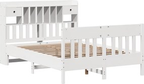 vidaXL Σκελετός Κρεβ. Χωρίς Στρώμα Λευκό 140x190 εκ Μασίφ Πεύκο