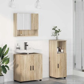 vidaXL Σετ Επίπλων Μπάνιου με πόρτα 3 pcs Sonoma Δρυς 61 x 35 x 64 εκ.