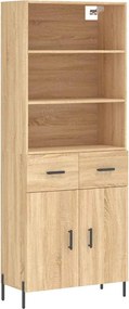 vidaXL Ντουλάπι Sonoma δρυς 69,5 x 34 x 180 εκ. από Επεξεργασμένο Ξύλο