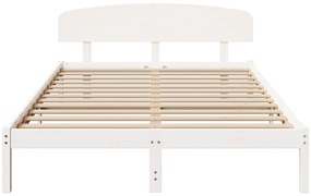 vidaXL Κρεβάτι με Κεφαλάρι Λευκό 160x200 εκ Μασίφ Ξύλο Πεύκου