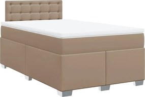vidaXL Κρεβάτι Boxspring με Στρώμα Καπουτσίνο 120x200εκ.από Συνθ.Δέρμα