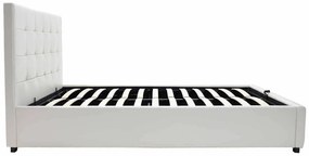 Κρεβάτι Roi pakoworld διπλό 160x200 PU λευκό ματ + αποθηκευτικό χώρο με ανατομικές τάβλες