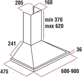 HAUSBERG HB-1260NG CHIMNEY HOOD 60CM BLACK