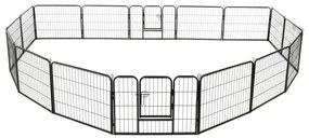 vidaXL Πάρκο Σκύλου με 16 Πάνελ Μαύρο 60 x 80 εκ. Ατσάλινο