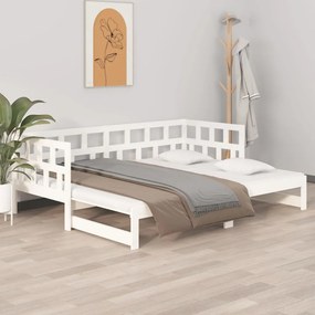 vidaXL Καναπές Κρεβάτι Συρόμενος Λευκός 2x(80x200) εκ. από Μασίφ Πεύκο