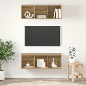 vidaXL Τοίχου ντουλάπες τηλεόρασης 2 pcs artisan δρυς 37 x 37 x 107 εκ