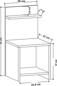 Κομοδίνο Ulman Megapap χρώμα ανθρακί 35x37x72εκ.