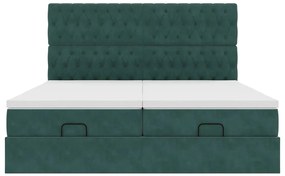 vidaXL Οθωμανικό κρεβάτι με στρώματα&LEDs Dark Green 180x200cm Velvet