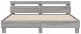 vidaXL Πλαίσιο Κρεβατιού με Κεφαλάρι Γκρι Sonoma 160x200εκ. Επεξ. Ξύλο