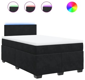 vidaXL Κρεβάτι Boxspring με Στρώμα Μαύρο 120 x 200 εκ. Βελούδινο