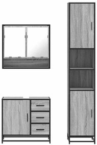 vidaXL Σετ Επίπλων Μπάνιου 3 Τεμαχίων Γκρι Sonoma Επεξεργασμένο Ξύλο