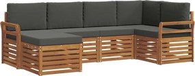 vidaXL Σαλονάκι Γωνιακού Καναπέ με μαξιλάρι 6 pcs Φυσικό και Ανθρακί
