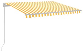 vidaXL Τέντα Συρόμενη Χειροκίνητη με LED Κίτρινο/Λευκό 300 x 250 εκ.