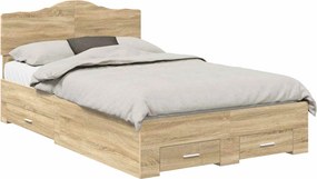 vidaXL Σκελετός Κρεβατιού Δρύς Sonoma 135 x 190 cm Επεξεργασμένο Ξύλο