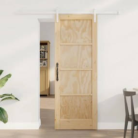 vidaXL Συρόμενη Πόρτα με Σετ Εξαρτημάτων 73.5x198.5 εκ. Στερεό Ξύλο Πεύκου